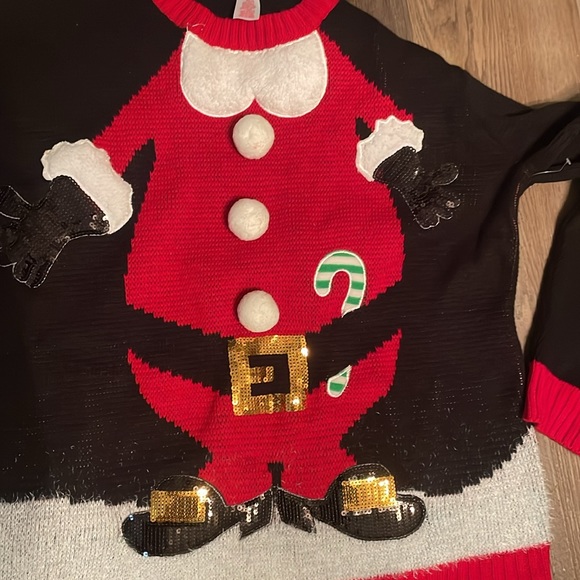 NWOT Holiday Time Double 2 Person Ugly Christmas Sweater NEW Sz L/XL elf & Santa - Picture 6 of 7